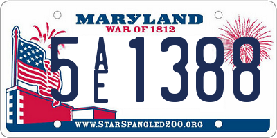 MD license plate 5AE1388