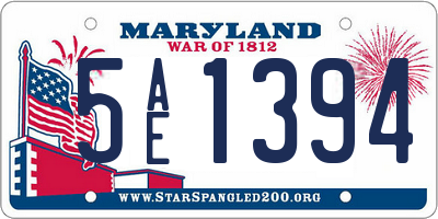 MD license plate 5AE1394