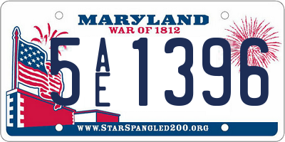 MD license plate 5AE1396
