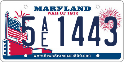MD license plate 5AE1443