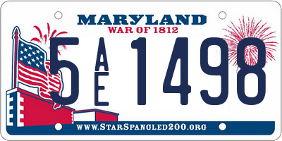 MD license plate 5AE1498