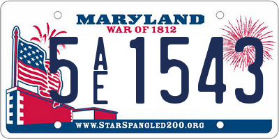 MD license plate 5AE1543