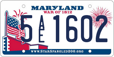 MD license plate 5AE1602