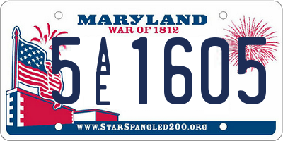 MD license plate 5AE1605