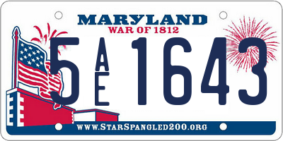MD license plate 5AE1643
