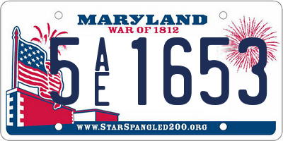 MD license plate 5AE1653
