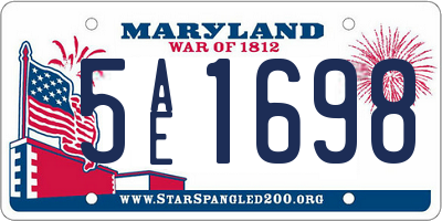 MD license plate 5AE1698