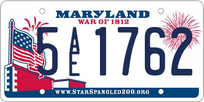 MD license plate 5AE1762