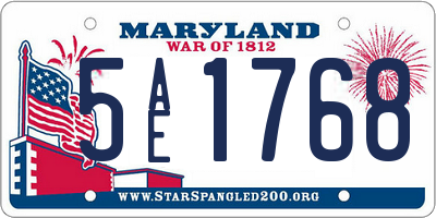 MD license plate 5AE1768