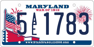 MD license plate 5AE1783