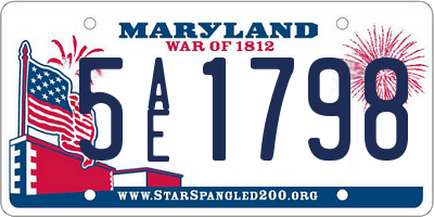 MD license plate 5AE1798