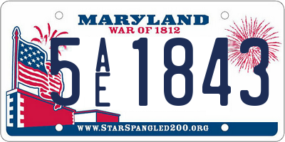 MD license plate 5AE1843