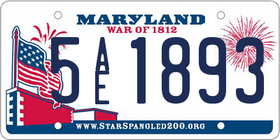 MD license plate 5AE1893