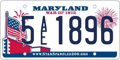 MD license plate 5AE1896