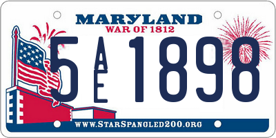 MD license plate 5AE1898