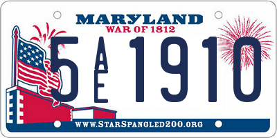 MD license plate 5AE1910