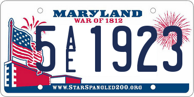 MD license plate 5AE1923