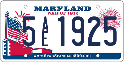 MD license plate 5AE1925