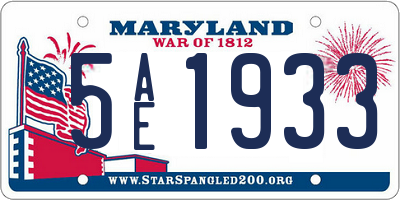 MD license plate 5AE1933