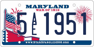 MD license plate 5AE1951