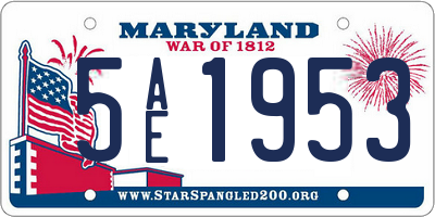 MD license plate 5AE1953