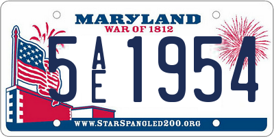 MD license plate 5AE1954