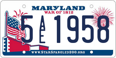 MD license plate 5AE1958