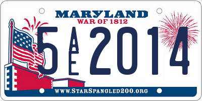 MD license plate 5AE2014