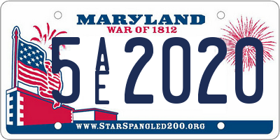MD license plate 5AE2020