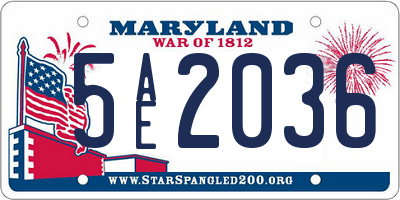 MD license plate 5AE2036