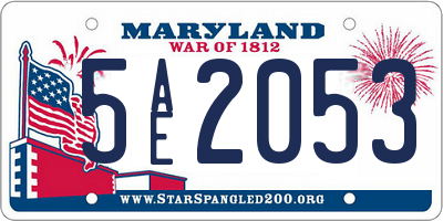 MD license plate 5AE2053