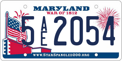 MD license plate 5AE2054