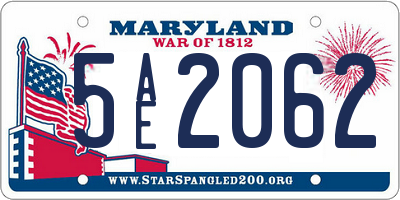 MD license plate 5AE2062