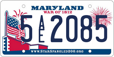 MD license plate 5AE2085