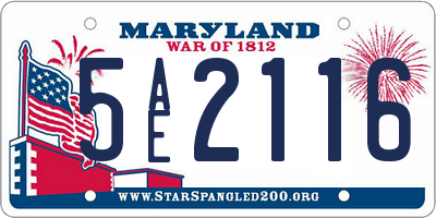 MD license plate 5AE2116