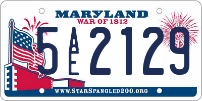 MD license plate 5AE2129