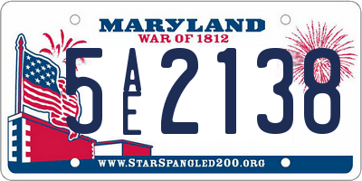 MD license plate 5AE2138