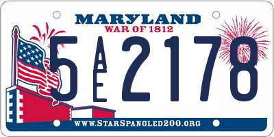 MD license plate 5AE2178