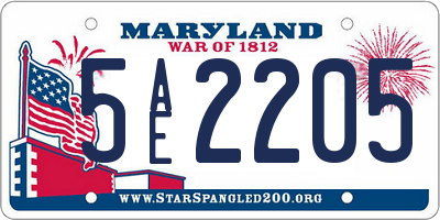 MD license plate 5AE2205