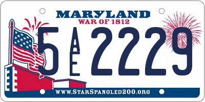 MD license plate 5AE2229