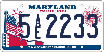 MD license plate 5AE2233