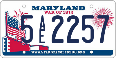 MD license plate 5AE2257