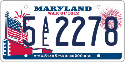 MD license plate 5AE2278