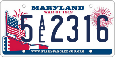 MD license plate 5AE2316