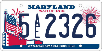MD license plate 5AE2326