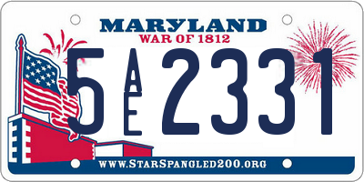 MD license plate 5AE2331