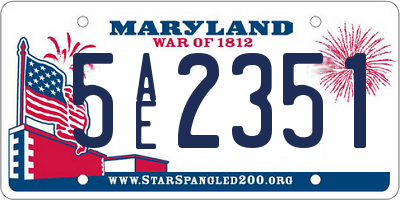 MD license plate 5AE2351