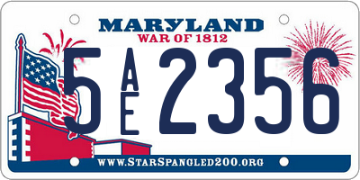 MD license plate 5AE2356