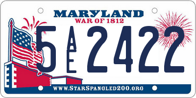MD license plate 5AE2422