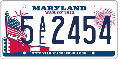 MD license plate 5AE2454